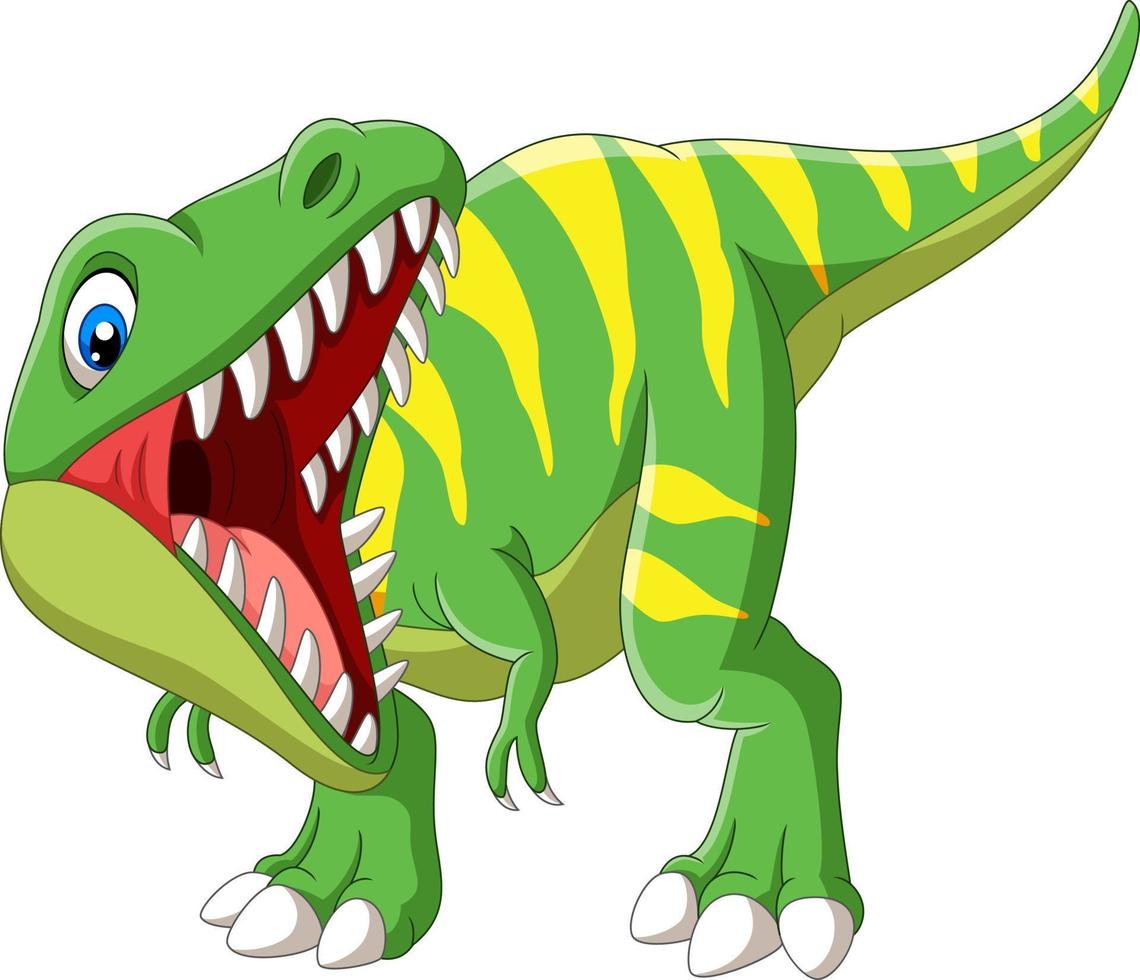 tiranossauro rex dos desenhos animados rugindo no fundo branco